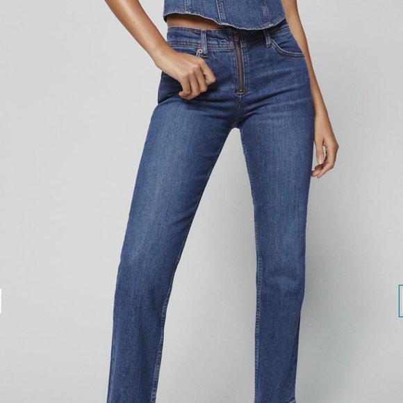 Reformation - Julianna Zip Mid Rise Straight Leg Jeans, Size 0 - Picture 4 of 5